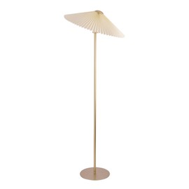 KUNJOULAM Pleated Floor Lamp, Gold Pole Floor Lamps, Simple Design Tall Lamp with Beige Lampshade, Standing Lamp for Living Room, Bedroom, Office, Home