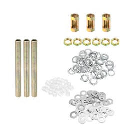 PATIKIL 1/8IP Thread 3.94 Inch Lamp Cable Kit with Lock Nuts Washers Assortment Hardware for Chandelier Ceiling Light DIY Galvanised