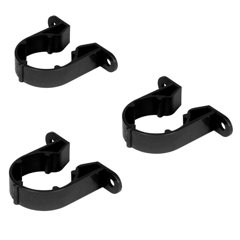 PVC Pipe Clips, 40mm, Black, Pack of 3, Solvent Weld