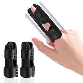 YEVON 2PCS Trigger Finger Splint - Enhanced Finger Brace with 2 Aluminum Support Bars for Broken Fingers, Arthritis, Straightener & Immobilization (Suitable for Middle, Ring & Little Finger)