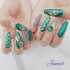 G Satin Green Handmade Nail Tips ✨ - Short Stiletto
