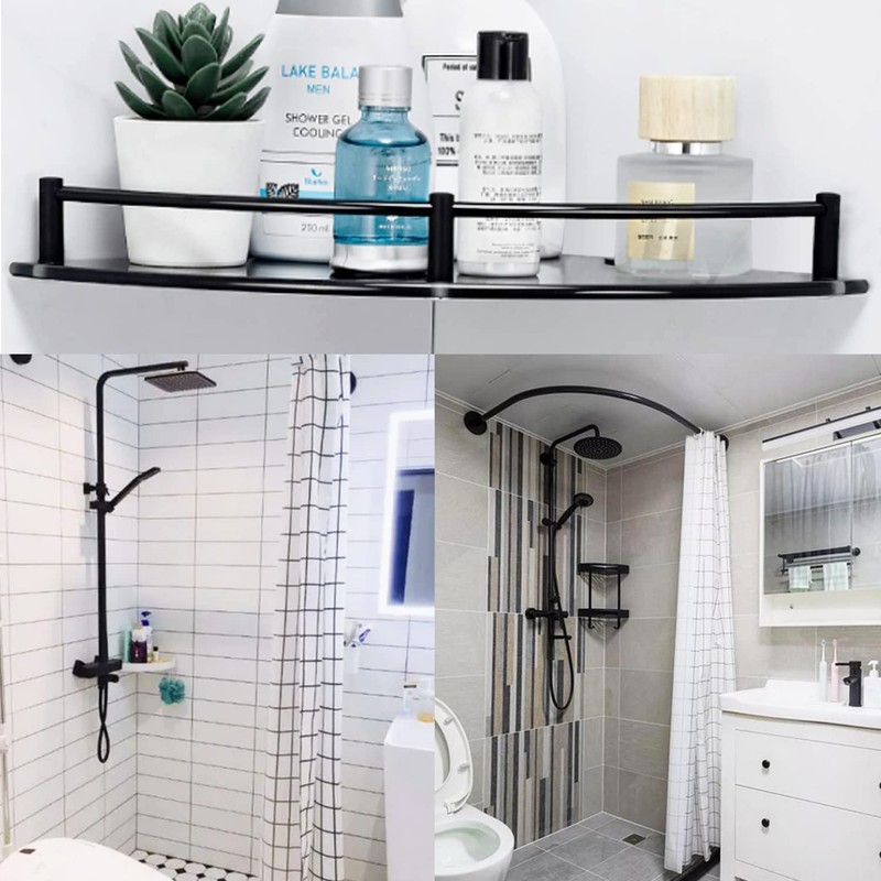 Halyuhn 2 Tier Glass Corner Shower Shelf for Inside Shower,