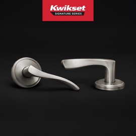 Kwikset Sedona Interior Passage Door Handle, Lever for Closet and Hallway Doors, Reversible Non-Locking Handle Lever, Satin Nickel, with Microban Protection