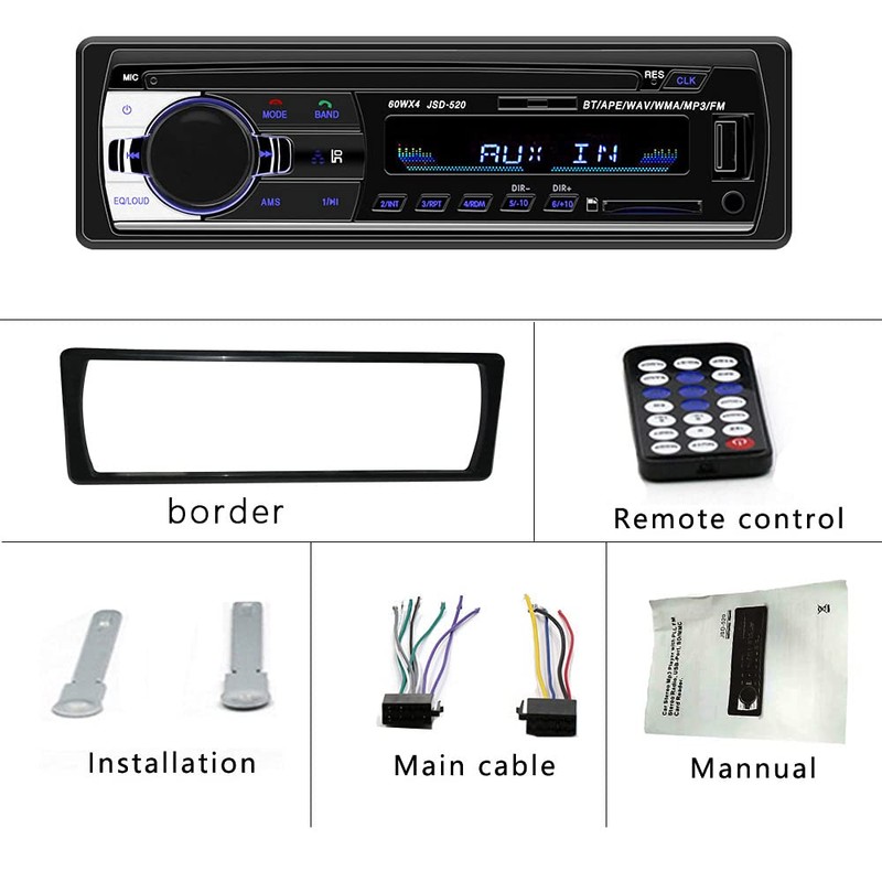 1 Din Car Radio Auto Audio Stereo Autoradio Bluetooth USB