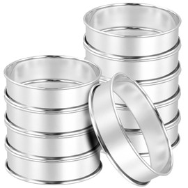 JEUIHAU 10PCS 10 cm / 4 Inches Crumpet Rings, 304 Stainless Steel Baking Rings, Double Rolled Tart English Muffin Rings for Pancake, Cookie Making