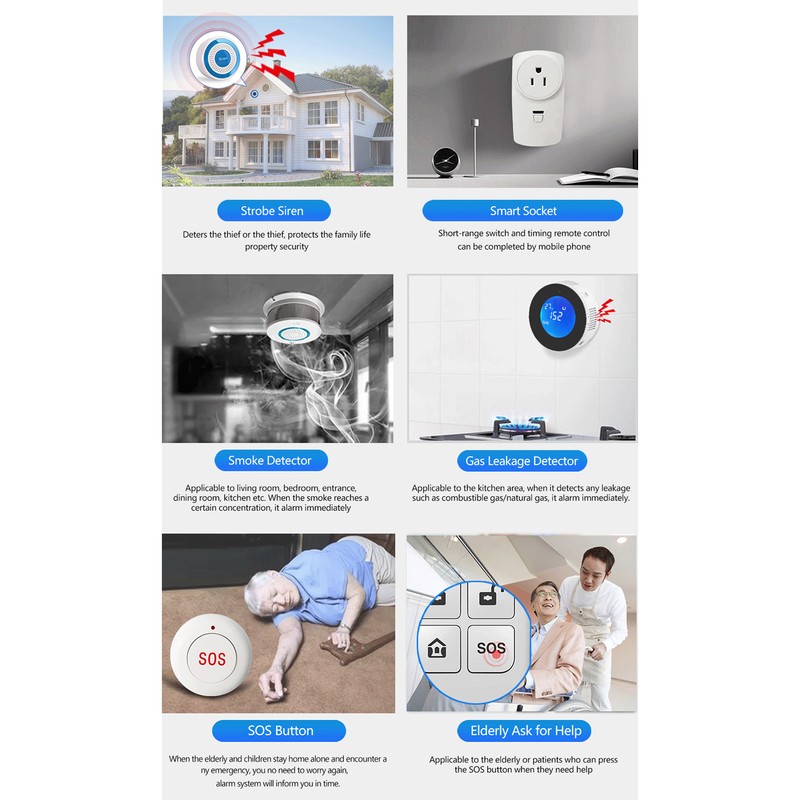 WiFi Home Alarm System High Decibel Voice Prompt Infrared Sensing