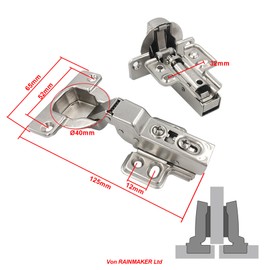 LOOTICH 95 Degree Centre Stop 40 mm Hydraulic Hinge with Damping Thick Door Hinge Heavy Duty Hinges for Heavy Thick Door Kitchen Cabinet Wardrobe Cabinet Door Furniture Pack of 2