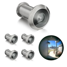 TOGU 5 Sets TG3016NG-SN UL Listed Solid Brass 220-degree Door Viewer with Heavy Duty Privacy Cover for 1-3/8" to 2-1/6" Doors, Satin Nickel Finish