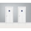 GOOD STUFF Blue Square Bathroom Sign with White Icon, Cute
