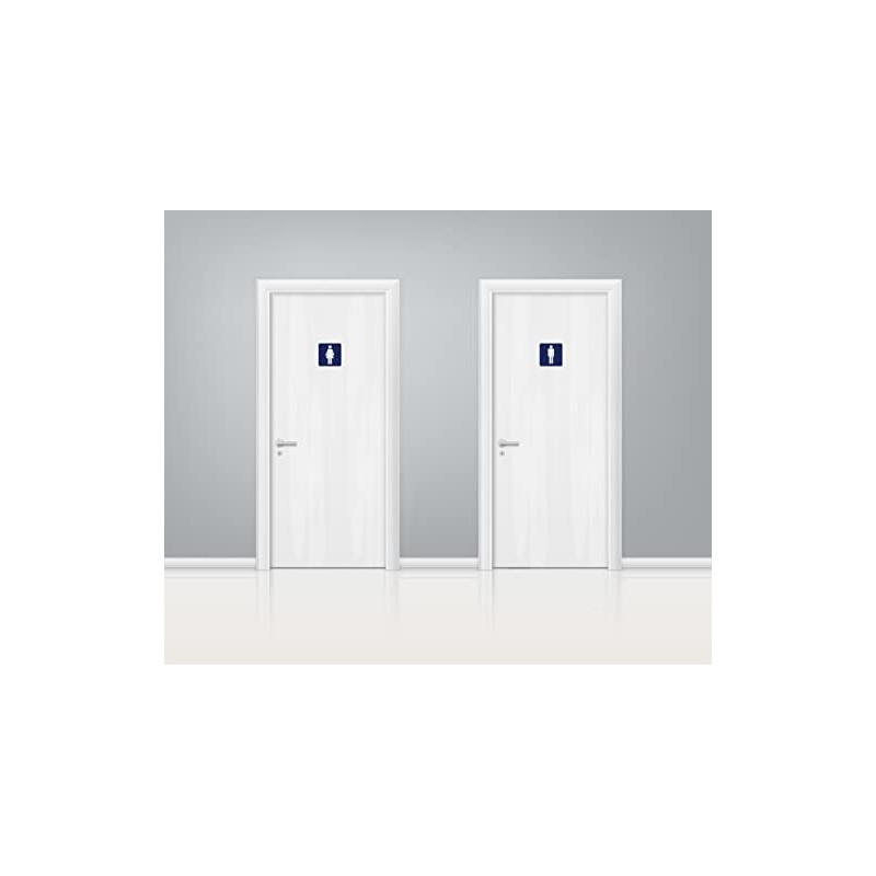 GOOD STUFF Blue Square Bathroom Sign with White Icon, Cute