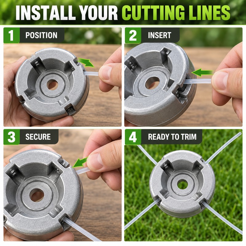 Universal Trimmer Head for Lawn & Weed Cutting – Aluminum