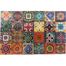 Handmade 50 CERAMIC TILES  assorted 1" X 1" Mexican Handmade Handpainted Clay Tile