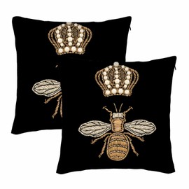 Beabes Gold Honey Birds Crown Pillow Covers Animal King Queen Jewelry Soft Throw Pillowcases Cushion Cover for Couch Bedroom 18"X18",Set of 2
