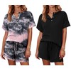 Ekouaer 2 Pack Womens Pajama Sets Short Sleeve Top with