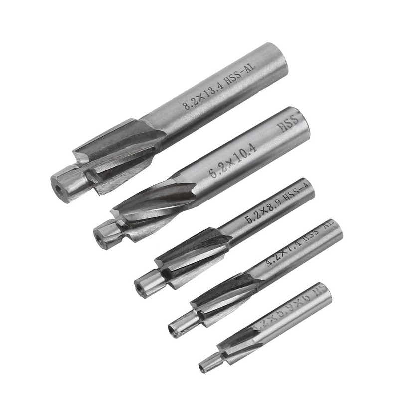 5pcs Countersink End Mill, M3-M8 Counterbore Drill Bit, Professional Counter