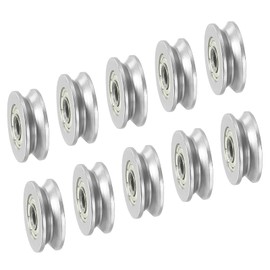 PATIKIL U-Groove Bearing, 10 Pack 3x12x4mm U Groove Guide Pulley Carbon Steel Sealed Ball Bearings Rail Roller Bearing Wheel for Track Liner Motion System