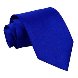 DQT Plain Glossy Satin Polyester Wedding Classic Neck Tie for Men in Royal Blue