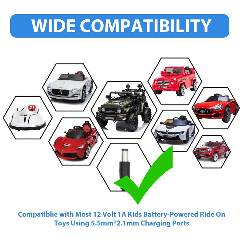 12V 1A ETL Certified Battery Charger for Ride On Toys