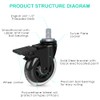 8T8 3 Inch Caster Wheels Heavy Duty with Brakes, Rubber