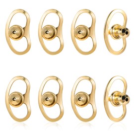 8PCS Earring Backs Lifters – Secure Locking Backings for Heavy Earrings, Anti-Droop Earring Supports for Studs & Droopy Ears, Non-Irritating Zinc Alloy Earrings Backers, Gold