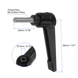 sourcing map 2pcs Clamping Lever Handles, M5 x 20mm 304 Stainless Steel Threaded Male Stud, Adjustable Handles Locking Quick Release Ratchet Push Button Bolt Knobs, Black