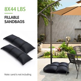 Malomke SandBags for Weight, 4 x 44 LBS Fillable Black Sand Bags for Umbrella Base Weight, Patio Furniture Weights, Umbrella Stand, Outdoor Garden Backyard Furniture(Without Sand) (4, Black)