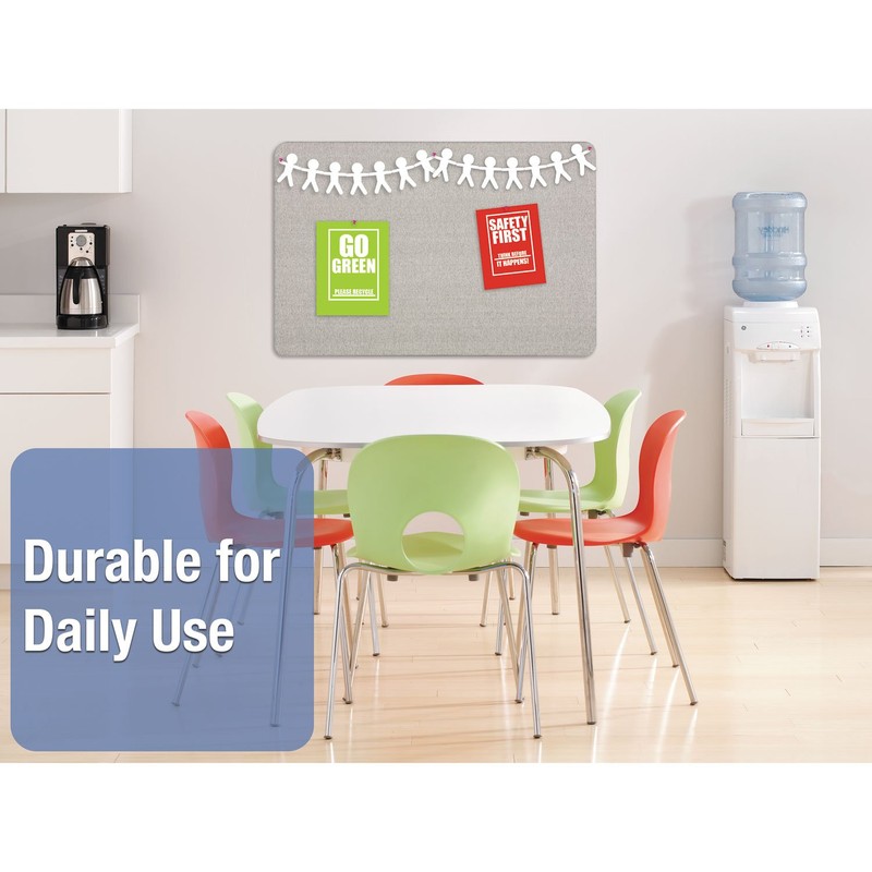 Quartet Oval Office Fabric Bulletin Board, 36 x 24, Gray