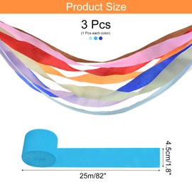 Rebower Crepe Paper Roll, Ocean Blue Crepe Paper Streamers Sheets, [for Party Streamer Decorations, Birthday Party] - 1.8 Inch x 82 ft / 3 Roll