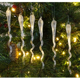 Toyland® Pack Of 6 - 15cm Glass Frosted Icicle Decorations - Twirl Effect Decorations