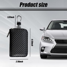 Faraday Key Fob Protector Box, Carbon Fiber Car Key Shielding Bag for RFID Signal Blockingr, Anti-Theft Auto Key Holder with Zipper, Universal Key Fob Protector for Men Women