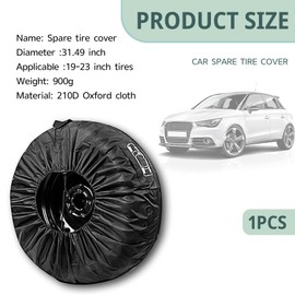 GRANDI 1 PC Car Tire Protector, Car Spare Tire Cover, Spare Tire Storage Bag, Universal for Most Cars (Black #31.49")