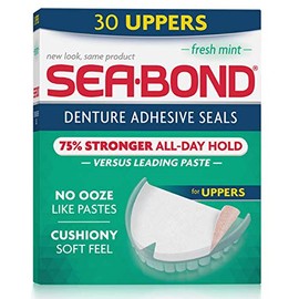 SEA-BOND Denture Adhesive Seals Uppers Fresh Mint, 30 Each (Pack of 3)