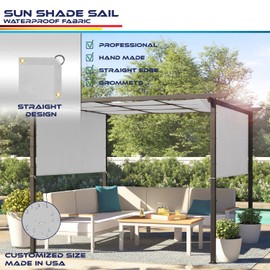 Windscreen4less 7' x 16' Waterproof Sun Shade Sail Straight Edge Outdoor Canopy Cover UV Block for Lawn Patio Backyard Garden Deck Pergola (Light Gray)