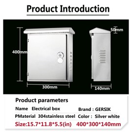 GERSIK 304 Outdoor Stainless Steel Electrical Box Enclosure, IP67 Waterproof Junction Box, Weatherproof Nema Enclosure Box, Wall-Mounted Project Boxes for Electronics with Insulation Mounting Plate