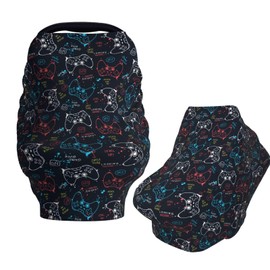 Muishi Gamepad Pattern Baby Car Seat Covers Carseat Canopy Soft Infant Stroller Cover Nursing Breastfeeding Covers for Girls Boys Newborn