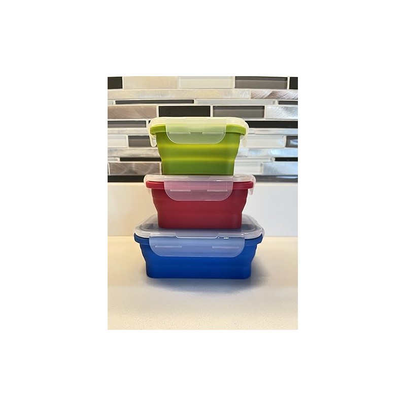Roaming Cooking Collapsible Silicone Food Storage Container Combo pack (Multi