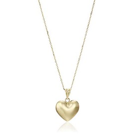 MCS Jewelry 10 Karat Yellow Gold Puffed Heart Pendant Necklace (18")