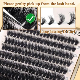 MOTIBACK Wimpern Extensions - Fluffy Lash Extension Set 200D Curl Curl Lashes Clusters - 200Pcs Individuelle Wimpernverlängerung Kit mit 10-18mm Lash Clusters Lash Bond und Seal und Lash Pinzette