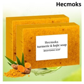 HECMOKS 【BUY 1 GET 1 FREE,BUY 2 GET 2 FREE】 Lemon Turmeric Kojic Acid Soap – Skin Brightening & Hydrating Cleanser with Vitamin C & B5 for Dark Spots & Even Tone - Scent: 2Pcs(Buy 1 Get 1 Free)
