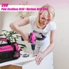 ThinkLearn Tool Kit with 20V Cordless Drill(265in-lbs), Pink Drill Set