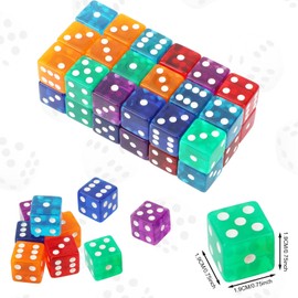 36 Pieces 19 mm Craps Dice, Translucent Acrylic D6 Casino Dice, 6-Sided Dice Set Game Dice for Casino Craps Dice Table Games and Board Games Party Bar Entertainment (6 Colours)