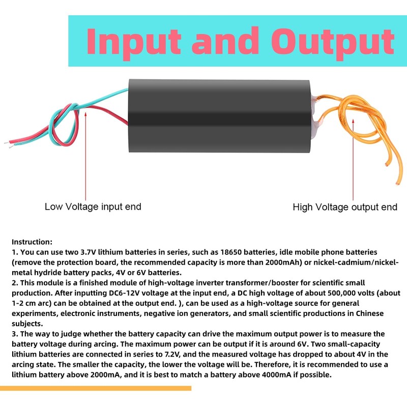 High Voltage Generator Module DC6-12V to 1000kV Boost Step-up Power