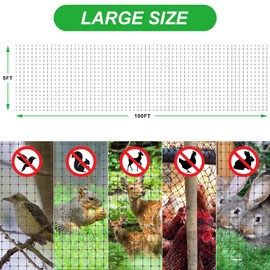 SPORTYOUTH Bird Netting 5x100 ft Garden Netting, Heavy Duty Black Deer Fence Netting Animals Barrier for Protecting Fruits Trees Vegetables Plants Against Birds Chicken Squirrels - 1 Pack