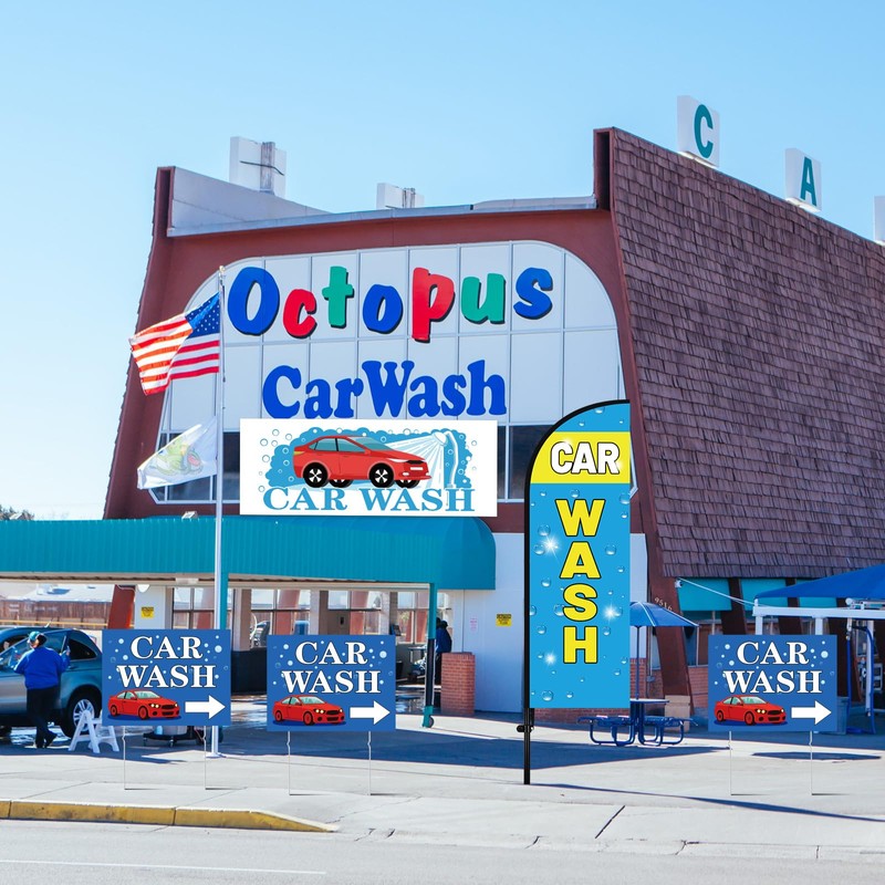 Mindsoft 5 Set Car Wash Sign Include 7 ft Feather
