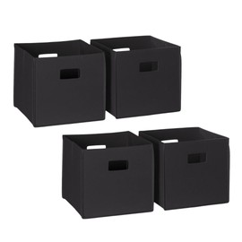 RiverRidge Folding Storage Bins with Handles Black Cube Storage Organizer for Closet, Bedroom & Playroom - Closet Organizers and Storage Set of 4