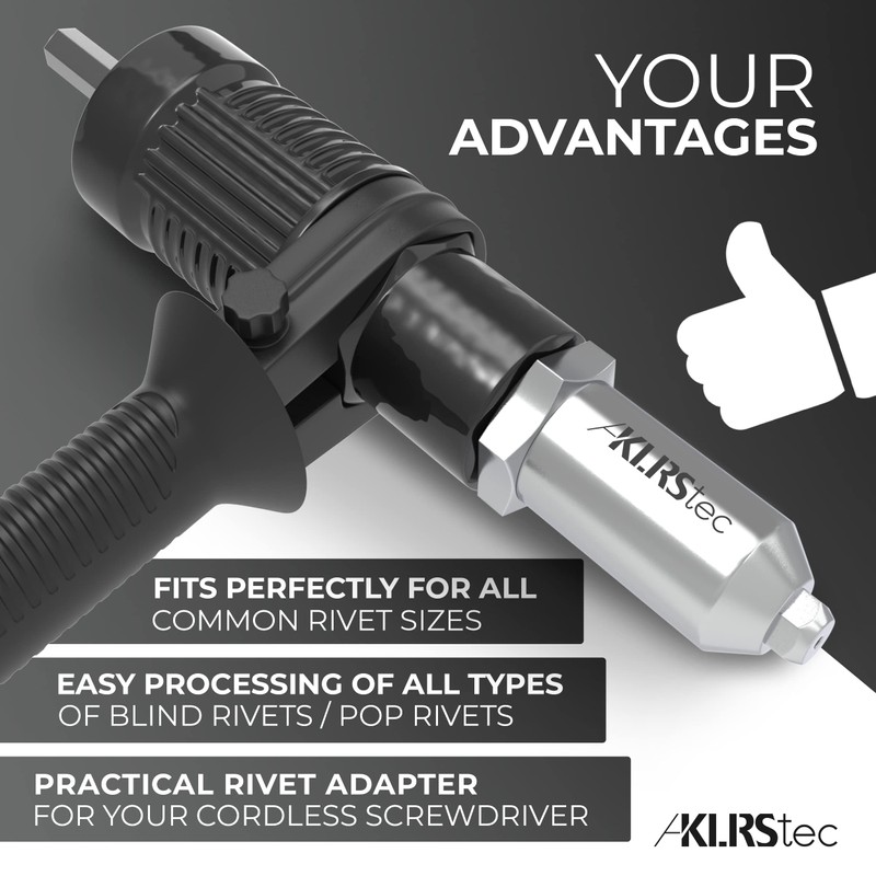 KLRStec Professional Rivet Gun Adapter - Rivet Attachment for Cordless
