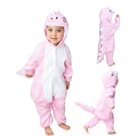 Seawhisper Children’s Dinosaur Costume, Girls’ Pink Jumpsuit, Carnival Costume, Fancy Dress Costumes, 92–98