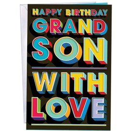 Chuck's Card-O-Rama - Birthday Card For Grandson - Made in USA - Excellent Card Stock, Envelope Included - 5" x 7.75" - Packaged in Extra Sturdy Mailer - 95738