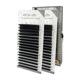 MAFAB | 2pcs Blister Pestañas individuales, Blister 1x1 Extensiones de Pestañas Apariencia Natural Rizado Curvatura D o C Volumen Ruso Híbridas (.25 D)