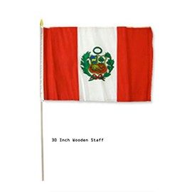 JumpingLight 12x18 Wholesale Lot 12 Peru Country Stick Flag 30" Wood Staff - Quality Flags